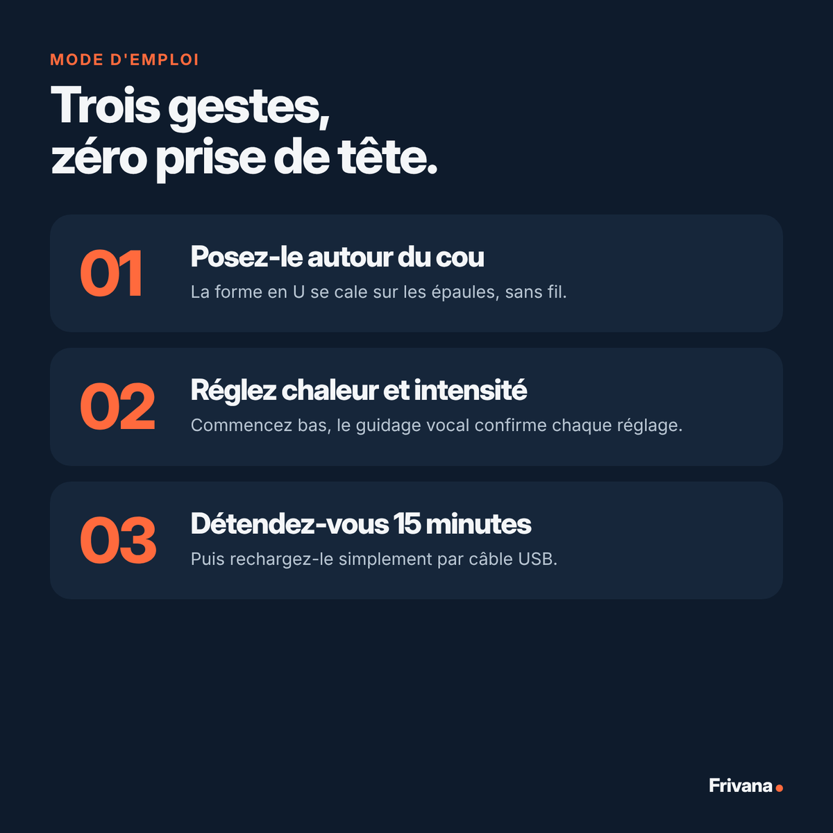 Mode d'emploi du masseur cervical en 3 étapes